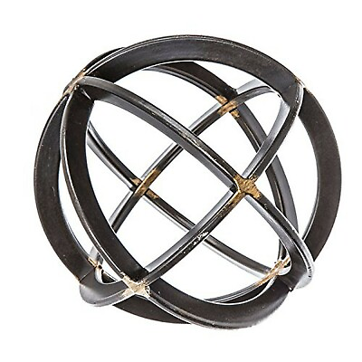 #ad Iron Band Sphere Decorative Metal Black Gold Industrial Modern Home Office Decor $9.99