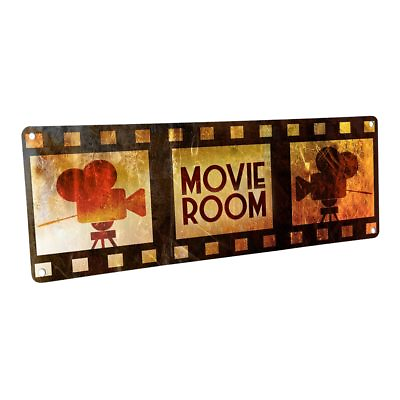 #ad Movie Room Metal Sign; Wall Decor for Home Theater or Family Room $36.99