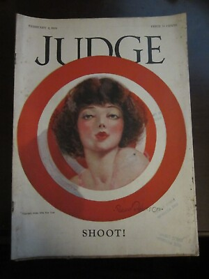 #ad Judge Magazine February 1924 Shoot Girl in Target Art Deco 55 $40.49
