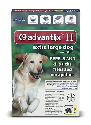 #ad K9 Advantix II XL Dogs over 55lbs 6 doses Repelskills fleasticksmosqito $62.95