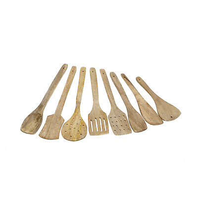 #ad #ad 8pcs Non Stick Mango Wood Spatulas Ladles Spoon Set Kitchen Utensil Cutlery Sets $18.68