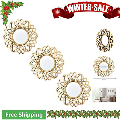 #ad Set of 3 Gold Wall Mirrors for Bedroom Bathroom amp; Living Room Vintage Decor $28.99
