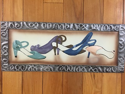 #ad Women#x27;s Shoe Fashion Metal Art Wall Decor Frame High Heels Ladies Wall Decor $44.99
