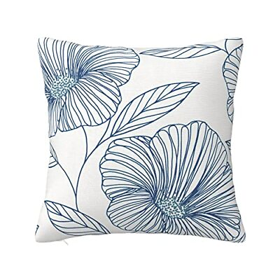 #ad Blue Floral Throw Pillow Covers Home Decor Sofa Rustic for Living Room Bedroo... $23.36