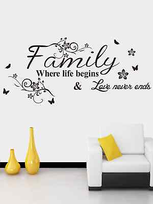 Family Where Love Never Ends Wall Sticker Removable Self Adhesive Wall At Decal $4.87