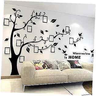 #ad 3D Tree Wall Stickers DIY Photo Frame Tree Wall Decal M:83*59in A Black Right $43.86