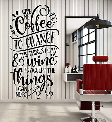#ad #ad Large Vinyl Wall Decal Kitchen Quote Motivation Phrase Coffee Wine Cafe Decor... $36.99