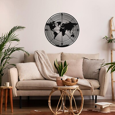 #ad World Map Circle Metal Wall Art Wall Decor Wall Hangings Home Decor Wall Art $99.90