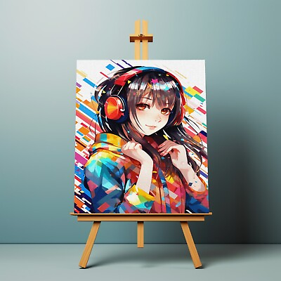 #ad Anime Music Girl Abstract Wall Art Canvas or Poster Print Kids Room Decor $24.99