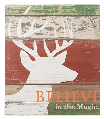 #ad Believe in the Magic Deer Head Rustic Wall Decor 15.75 Inches Wood $14.88