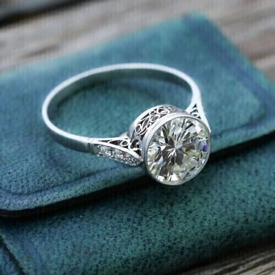 #ad Art Deco Vintage 2.45Ct Lab Created Diamond 14k White Gold Finish Wedding Ring $66.50