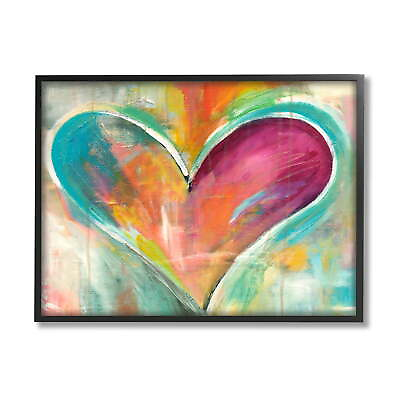 #ad Abstract Colorful Textural Heart Painting modern Classic Black Framed Art Prints $20.90