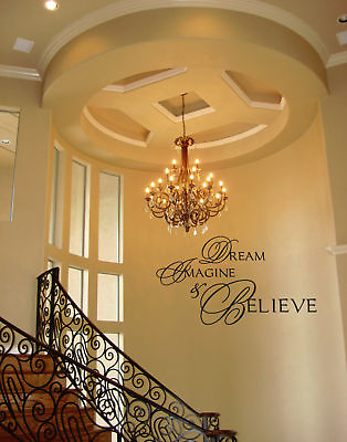 #ad DREAM IMAGINE BELIEVE Vinyl Wall Decal Sticker Home Decor Wall Quote $13.82