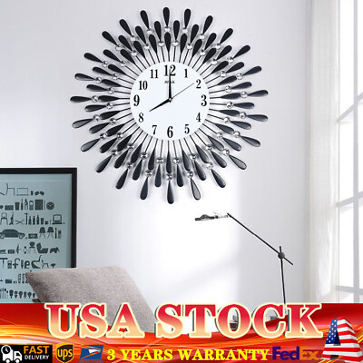 #ad Nordic 3D Luxury Large Art Wall Clock 12 Hour Metal Watch Living Room Home Decor $40.90