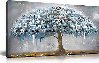 #ad Teal Tree Of Life Wall Art Motivational Quotes Wall Decor Canvas Wall Art... $192.87