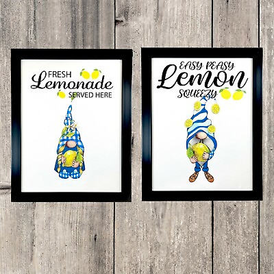 #ad #ad Lemon Gnome Set of 2 Prints 8.5 x 11 Inches Home Kitchen Decor Wall Art Signs $34.95