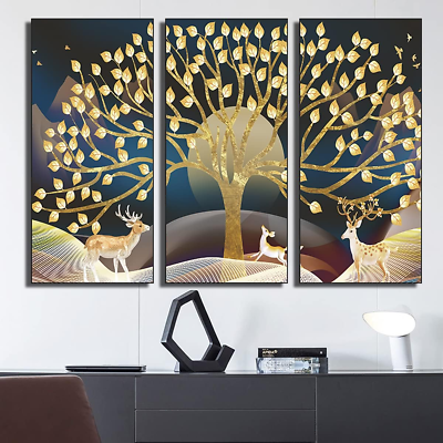 #ad Golden Tree Wall Stickers Golden Tree Art Painting Wall Decals for Office Ho... $16.99