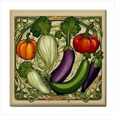 #ad Ceramic Tile Fresh Vegetables Art Nouveau Kitchen Backsplash Home Decor $15.95