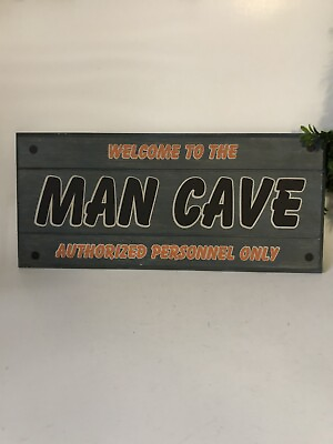 #ad WOODEN “MAN CAVE “SIGN WALL HANG DECOR RUSTIC BOARD COUNTRY PRIMITIVE PLAQUE $18.00