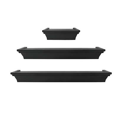 #ad 3pcs Floating Decorative ShelvesIndoor Black Wall Shelf hardware included $16.36
