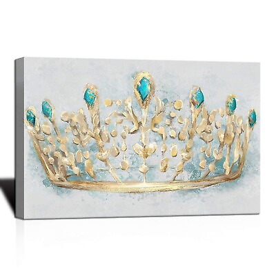 #ad King Queen Crown Wall Art Fashion Glam Royal Jeweled Crowns Art Print on Canv... $66.78