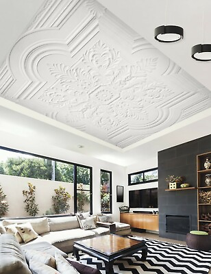 #ad 3D Carved Flowers ZHU622 Ceiling Wall Paper Wall Print Decal Wall Deco Zoe $69.99