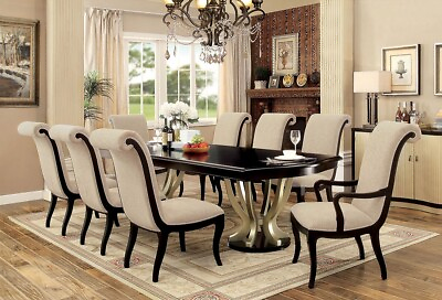 #ad SPECIAL 9pcs Art Deco Design Dining Room Rectangular Table amp; 8 Chairs Set ICCQ $2455.76
