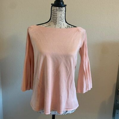 #ad Zara Womens Off Shoulder Fluted Sleeves Blouse Size Small Peach $5.00