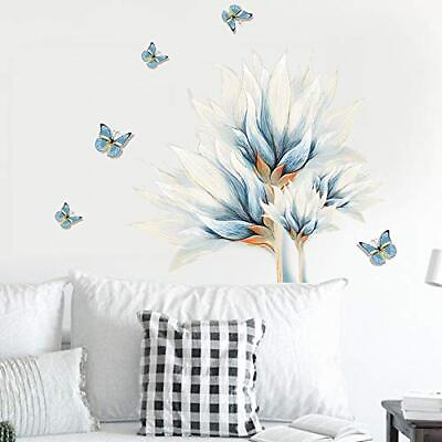 #ad Flowers Wall Stickers Watercolor Butterflies Flower Nature Plant Vinyl Remova... $21.96