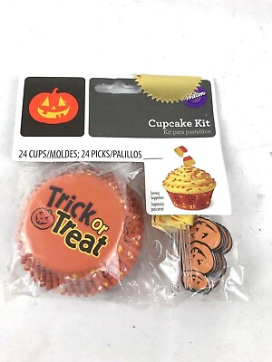 #ad NEW 24 Halloween Trick or Treat Cupcake Decor $10.00