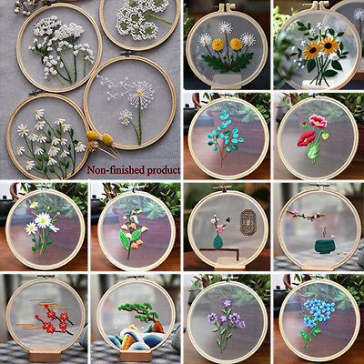 1 Set Embroidery Starter Kit For Beginners Cross Stitch Stamped DIY Decor Craft $6.13