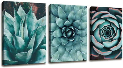 #ad Canvas Wall Art Contemporary Simple Life Blue Agave Succulents Painting Wall Art $38.08
