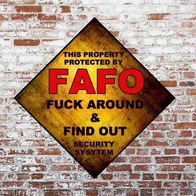 #ad #ad Property Protected FAFO Security Sign Metal Aluminum 12quot; DIAMOND Find Out RUSTIC $14.75