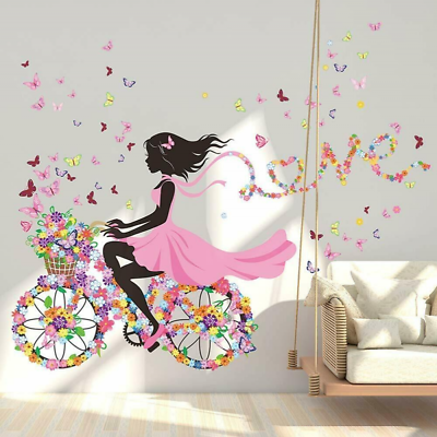 #ad Home Wall Art Sticker Removable Room Mural Decor Girl amp;amp; Flower Vinyl Decal $11.99