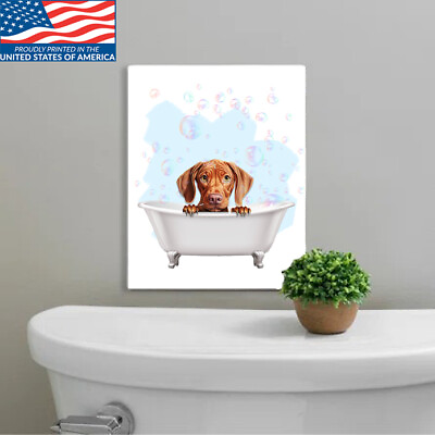 #ad Bathroom Wall Art Decor Vizsla Dog Bubble Bath Tin Dog Sign for Bathroom Toilet $15.32