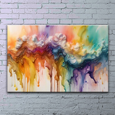 #ad #ad Multicoloured Vibrant Abstract Print Wall Art For Living Room Canvas or Poster GBP 7.95