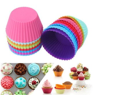 #ad 12 Silicone Cake Muffin Cupcake Liners Baking Cups amp; Chocolate Cookie Molds $7.40