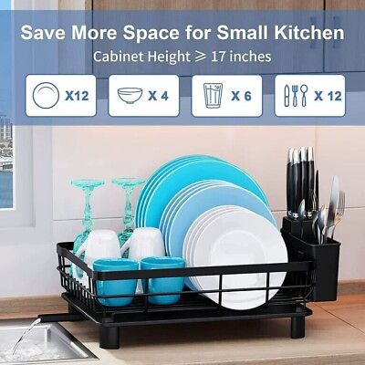 #ad #ad Drying Dish Rack Drain Board Set Utensil Holder Metal Kitchen Counter organizer $23.86