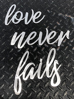 #ad Love Never Fails Words Metal Wall Art Accents Polished Steel Size Varies $32.98