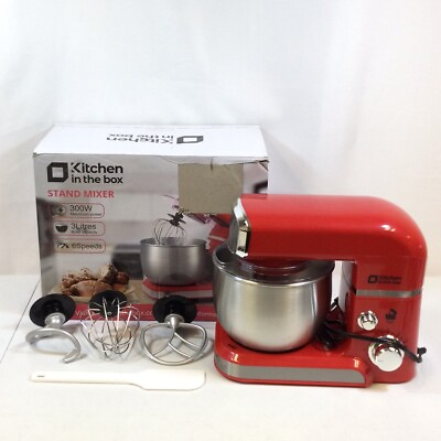 #ad Kitchen In The Box SC 627 Red Silver Portable Multifunction Stand Mixer Used $79.99