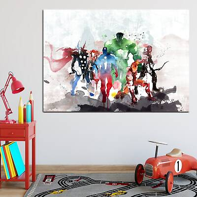 #ad Marvel Avengers Poster Super Hero Wall Art Movie Canvas Large Wall Art Capta $47.25