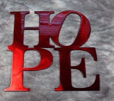#ad Hope Word Boxed Metal Wall Art Metallic Red 7quot; x 7quot; $15.74