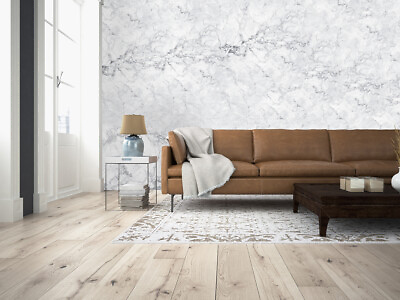 #ad WHITE MARBLE Wallpaper 144x100quot; Removable Wall Mural Stone Backdrop Veins Textur $30.00
