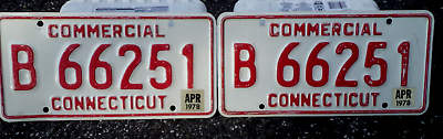 #ad #ad Vintage CT Connecticut 1978 Commercial license Plate Pair B 66251 $21.99