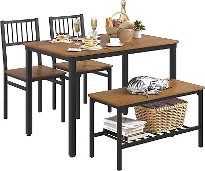 #ad Dining Table Set for 4 Computer DeskKitchen Table with 2 Chairs and a Bench $161.99