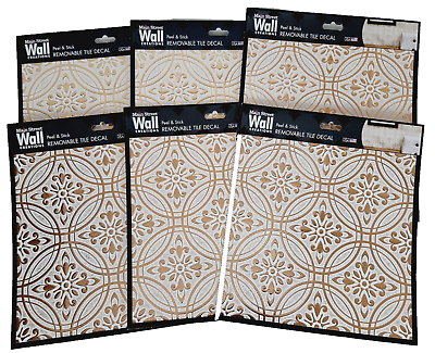 #ad 6 Peel amp; Stick 8 x 8 Removable White amp; Gold Wall Tile Decal Stickers $12.99