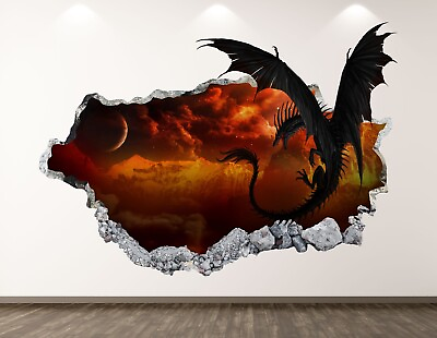 #ad Dragon Wall Decal Art Decor 3D Smashed Kids Galaxy Sticker Mural Boys Gift BL06 $69.95
