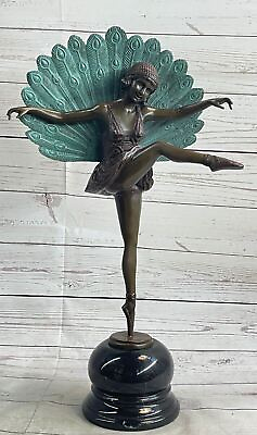 #ad Art Deco Nouveau Peacock Dancer Special Patina Bronze Sculpture Statue Figurine $249.50