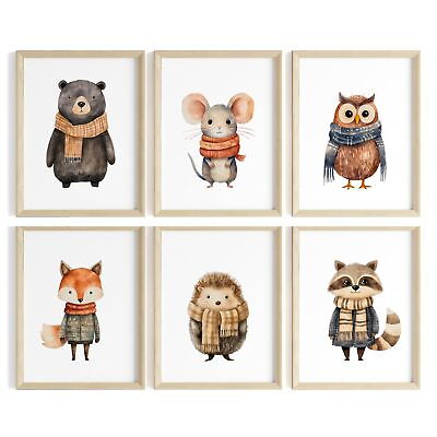 #ad Adorable Animal Wall Prints Nursery Decor Set of 6 Kids Room Art 8x10 P... $22.66
