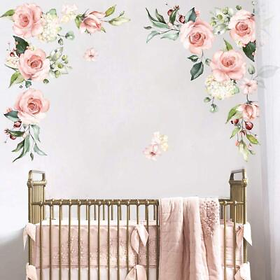 #ad Large Pink Flower Wall Decals Pink Blossom Floral Wall Stickers Girls Bedroom... $36.33